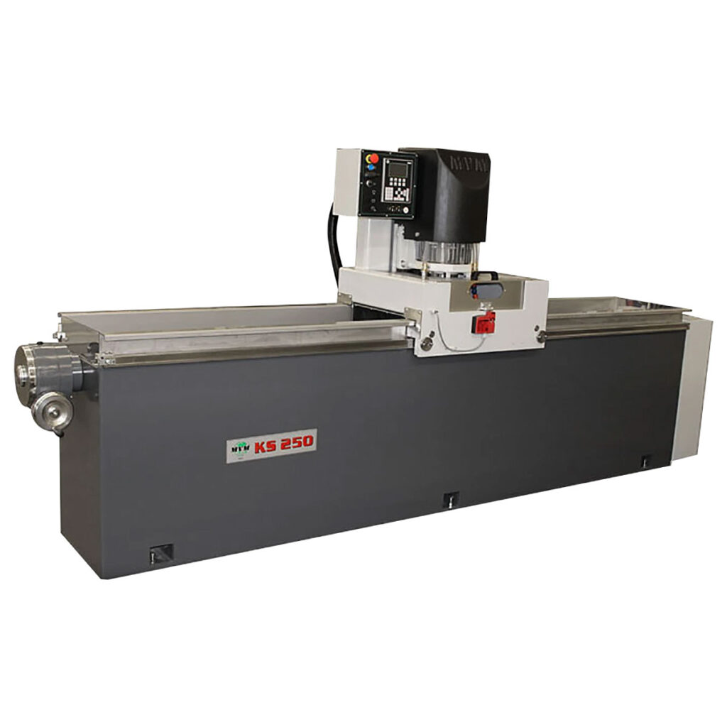 MVM KS 9, 14, or 16HP Siemens PLC Controlled Knife Grinder for chipper knives sharpening, doctor blade grinding, printing knives grinding, paper knive grinding.